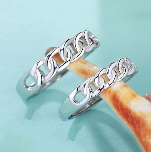 Nouvelles Anneaux De Couple D'ouverture En Argent Sterling 925 De Forme Tressée