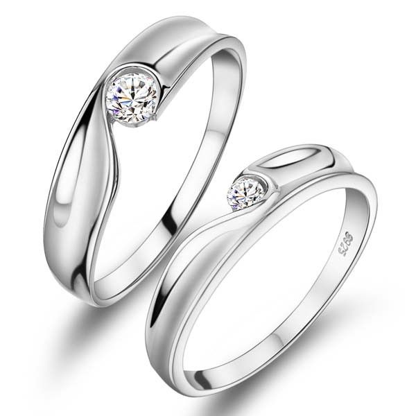 Nouvelles Bagues D'amoureux En Argent Sterling 925 Sweet Match Heart