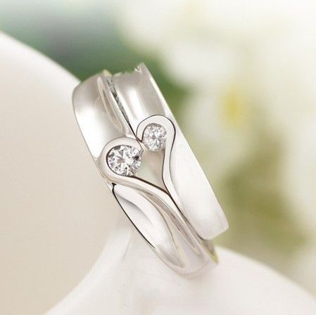 Nouvelles Bagues D'amoureux En Argent Sterling 925 Sweet Match Heart