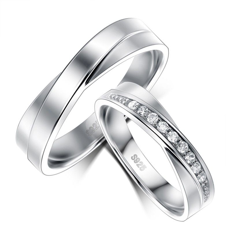 Nouvelles Bagues D'amoureux De Zircone Cubique En Argent Sterling 925