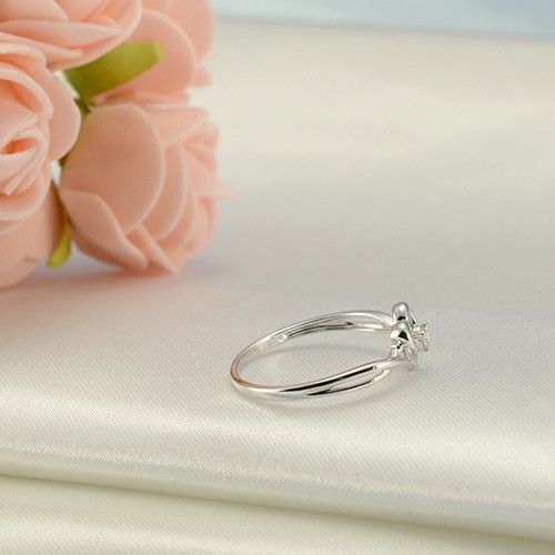 Original Produit 925 Argent Sterling Incrusté De Zircone Cubique Bague De Fiançailles En Forme De Coeur