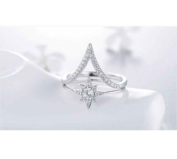 Personnalisé Flèche Et Fleur De Soleil S925 Ensembles De Bague En Argent Sterling Pour Elle