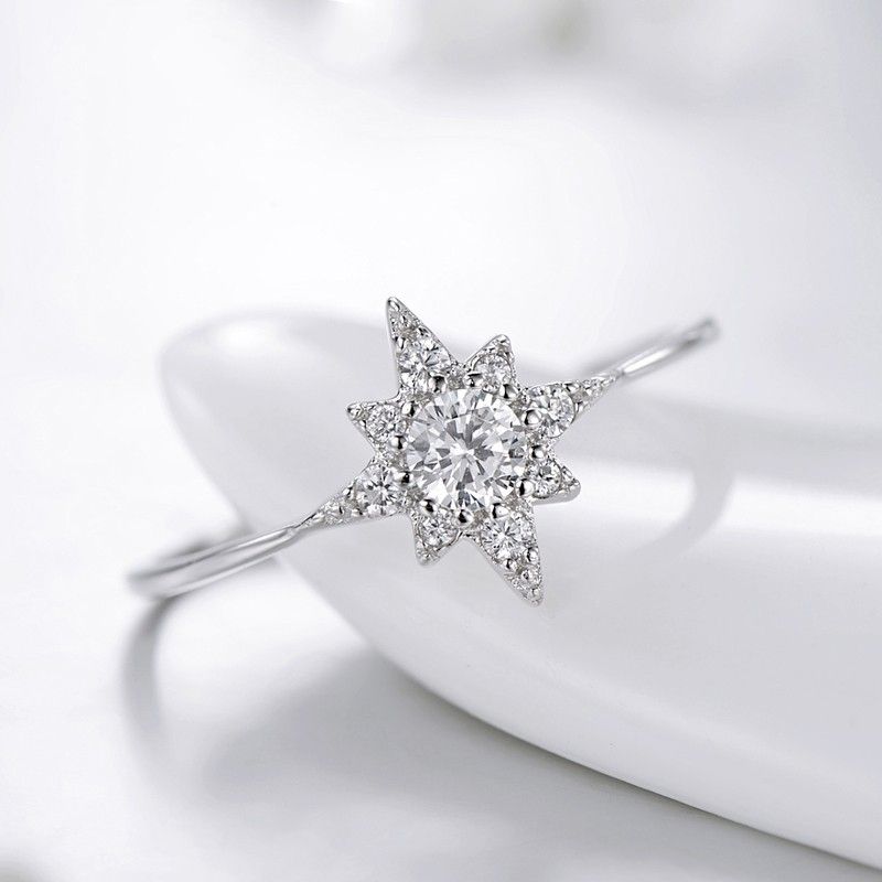 Personnalisé Flèche Et Fleur De Soleil S925 Ensembles De Bague En Argent Sterling Pour Elle