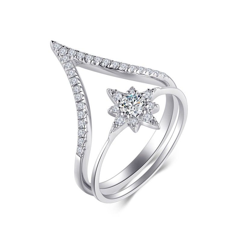 Personnalisé Flèche Et Fleur De Soleil S925 Ensembles De Bague En Argent Sterling Pour Elle