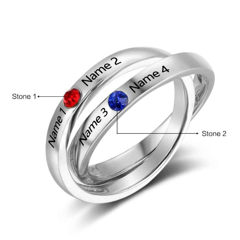 Personnalisez La Pierre De Naissance Et La Bague En Argent Sterling Gravée