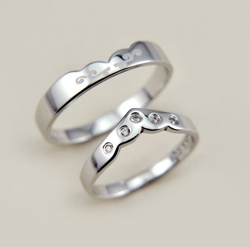 Prince Et Princesse Original Design S925 Anneaux De Couple Amoureux En Argent Sterling