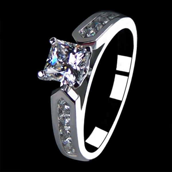 Princesse Cut Sona Dimond 925 Bague De Fiançailles / Mariage En Argent Sterling