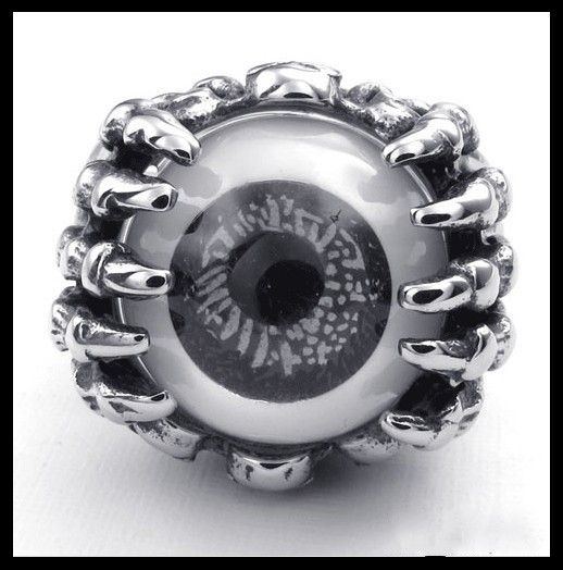 Punk Rock Skull Eyeball Titane Acier Hommes Bague