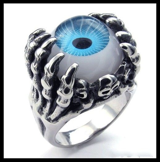 Punk Rock Skull Eyeball Titane Acier Hommes Bague