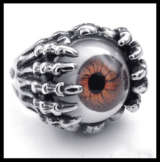 Punk Rock Skull Eyeball Titane Acier Hommes Bague