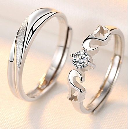 Rencontrez Mon Amour S925 Anneaux De Couple Amoureux En Argent Sterling