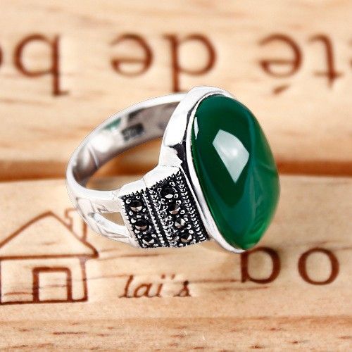 Retro Wide S925 Bague En Grenat Pur Naturel Incrusté D'argent