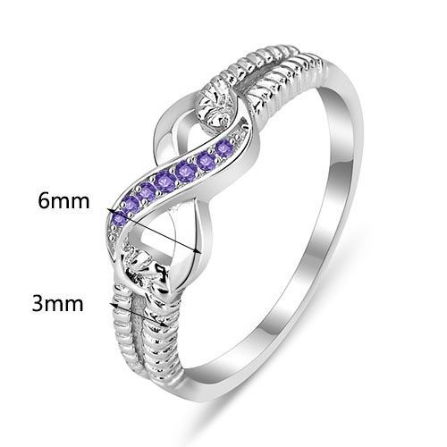 S925 Bague De Fiançailles En Zircon Cubique Violet Romantique Incrusté D'argent