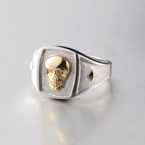 S925 Silver Skull Hommes Anneaux