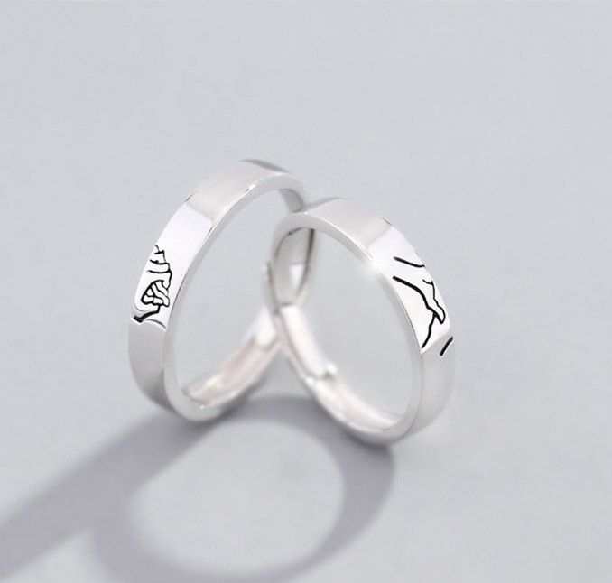 Se Tenir La Main S925 Anneaux De Couple Ajustables Pour Amoureux En Argent Sterling