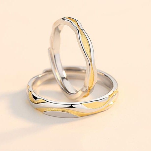 Séparation Des Couleurs D'amour Constante Et Constante S925 Anneaux De Couple Réglables Pour Amoureux En Argent Sterling