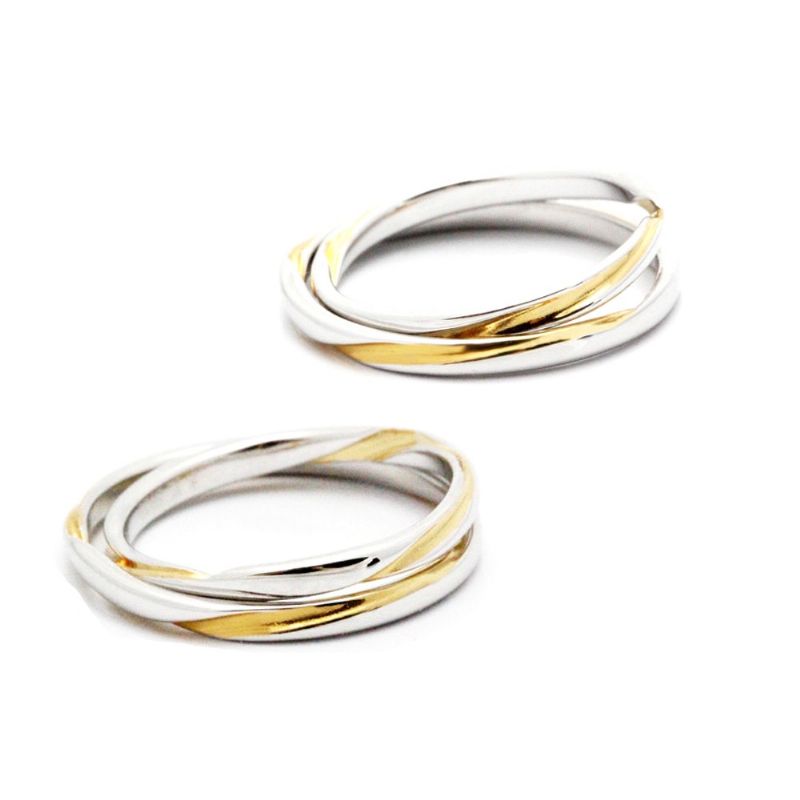 Séparation Des Couleurs Classique Mobius Design S925 Anneaux De Couple Amoureux En Argent Sterling