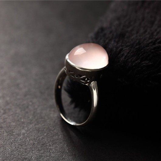 Simple Atmosphérique Nouvelle Bague En Argent Sterling 925 Incrusté De Pierre Naturelle Rose Naturelle