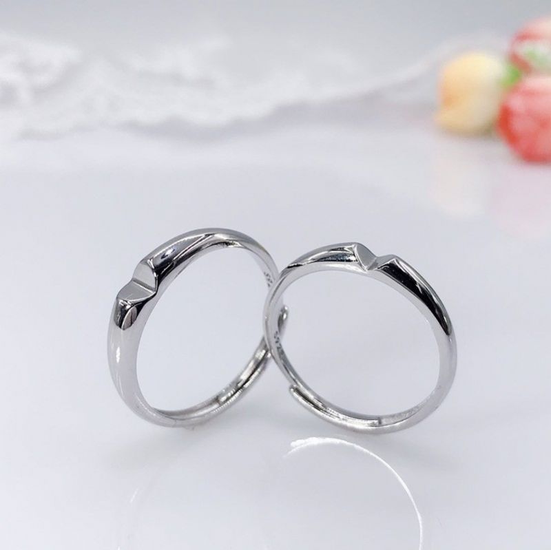 Simple Design Deep Love Heart-shaped S925 Sterling Silver Lovers Couple Anneaux