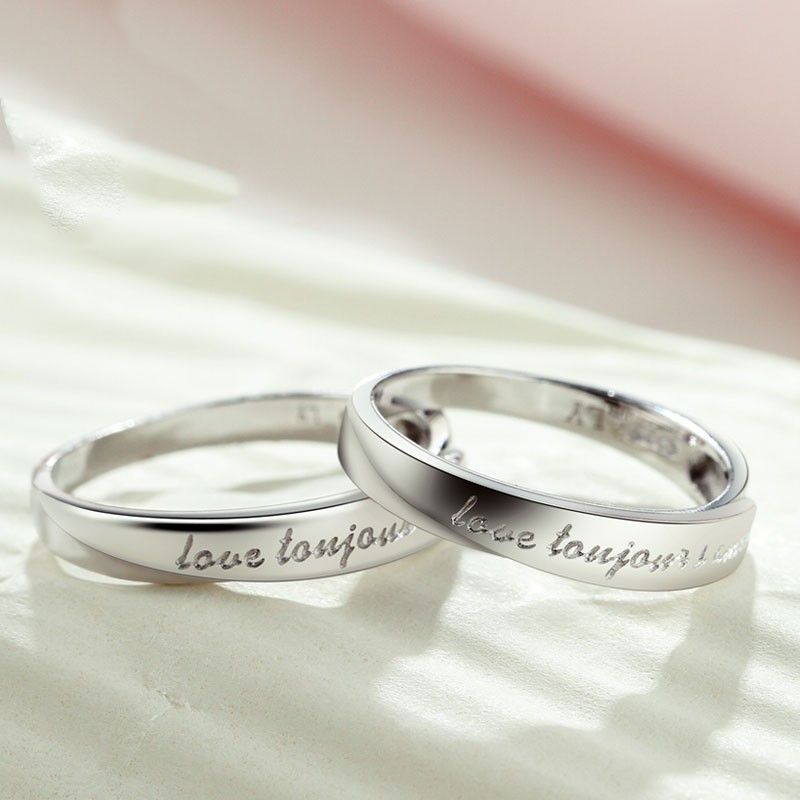 Simple Retro S925 Argent Sterling Love To Eternal Couple Anneaux