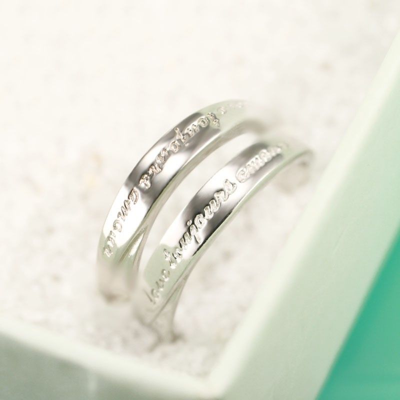 Simple Retro S925 Argent Sterling Love To Eternal Couple Anneaux