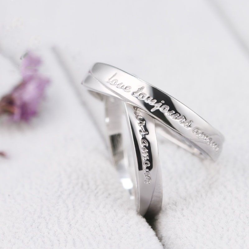 Simple Retro S925 Argent Sterling Love To Eternal Couple Anneaux