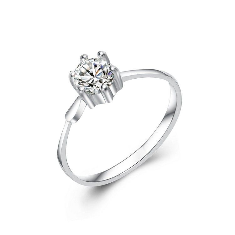 Slim Exquisite S925 Bague De Mariage / Fiançailles En Argent Sterling De Haute Qualité