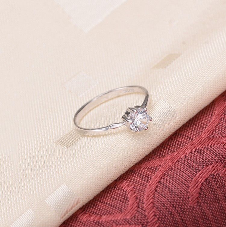 Slim Exquisite S925 Bague De Mariage / Fiançailles En Argent Sterling De Haute Qualité