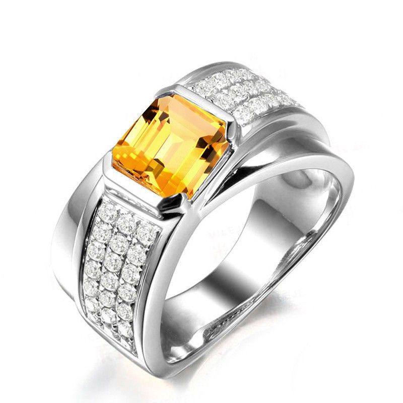 Sona Diamonds Citrine S925 Bague De Fiançailles / Mariage En Argent Sterling Pour Dame