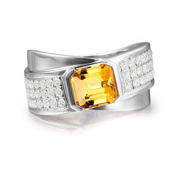 Sona Diamonds Citrine S925 Bague De Fiançailles / Mariage En Argent Sterling Pour Dame