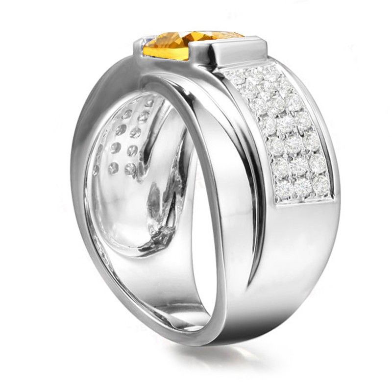 Sona Diamonds Citrine S925 Bague De Fiançailles / Mariage En Argent Sterling Pour Dame