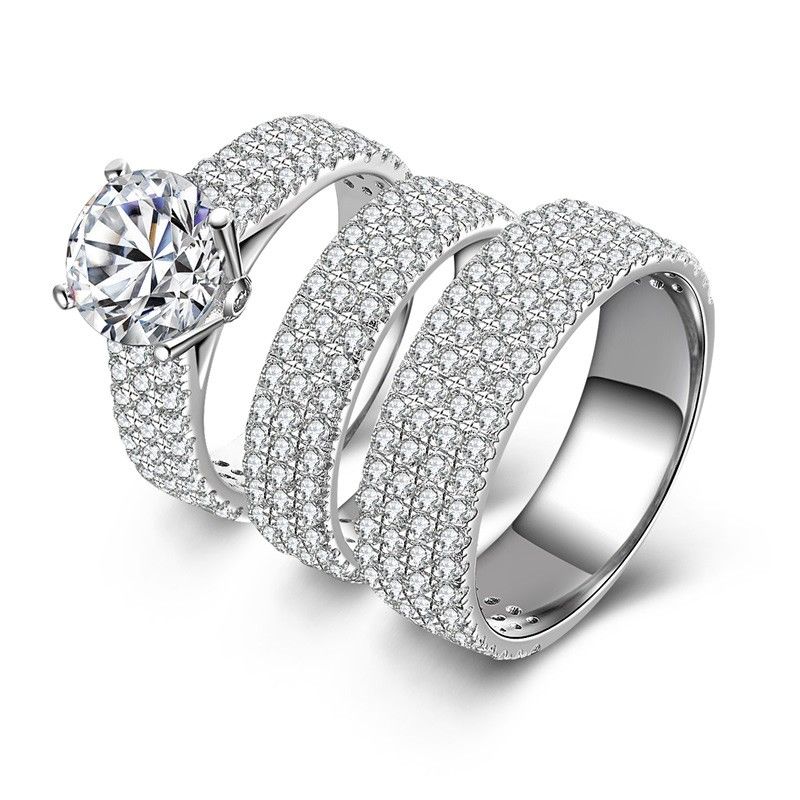 Sona Diamonds Zircone Cubique Argent Sterling Promise Anneaux De Mariage