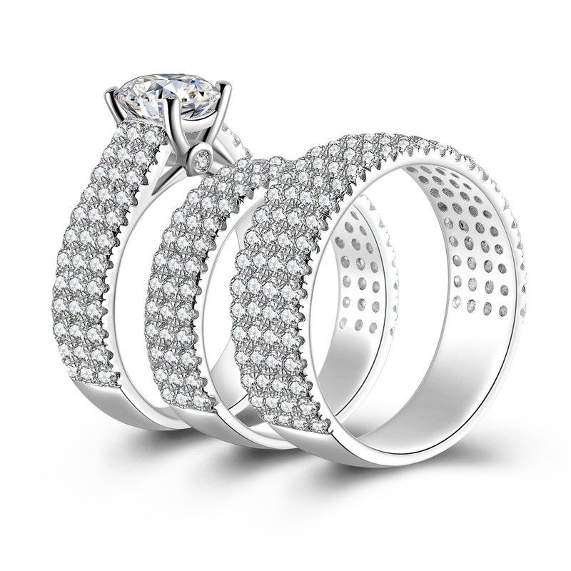 Sona Diamonds Zircone Cubique Argent Sterling Promise Anneaux De Mariage