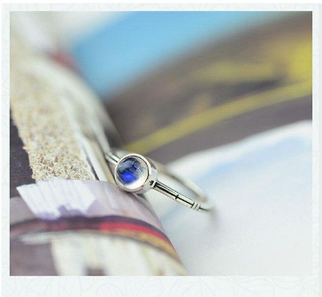 Sri Lanka Blue Moonstone S925 Bague En Argent Sterling Pour Elle