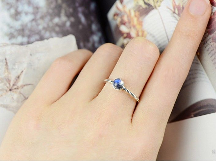 Sri Lanka Blue Moonstone S925 Bague En Argent Sterling Pour Elle