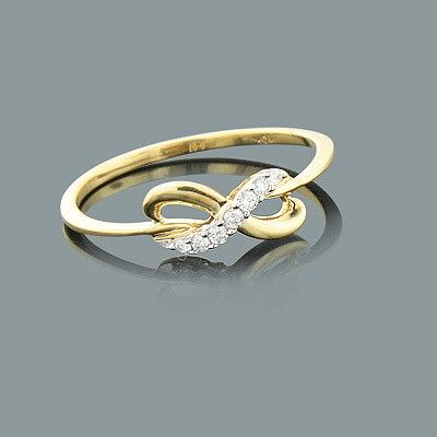 Thin Ladies Diamond Infinity Ring 10k Bijoux En Or