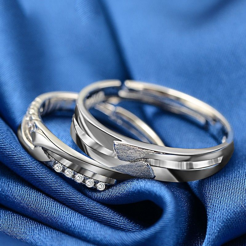 Une Vie De Bagues De Couple CZ Incrustées En Argent Sterling 925 De Haute Qualité