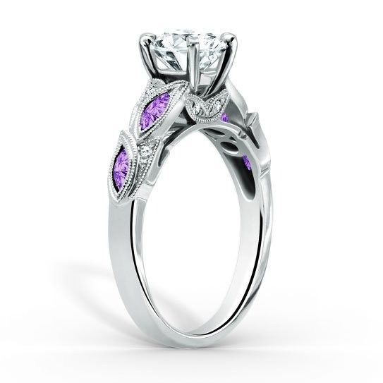 Vintage Créé Saphir Blanc Avec Lilas Améthyste Sidestone 925 En Forme De Feuille En Argent Sterling Design Bague De Mariée Ensemble