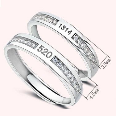 Vows Of Love 1314520 S925 Anneaux De Couple Réglables Pour Amoureux En Argent Sterling