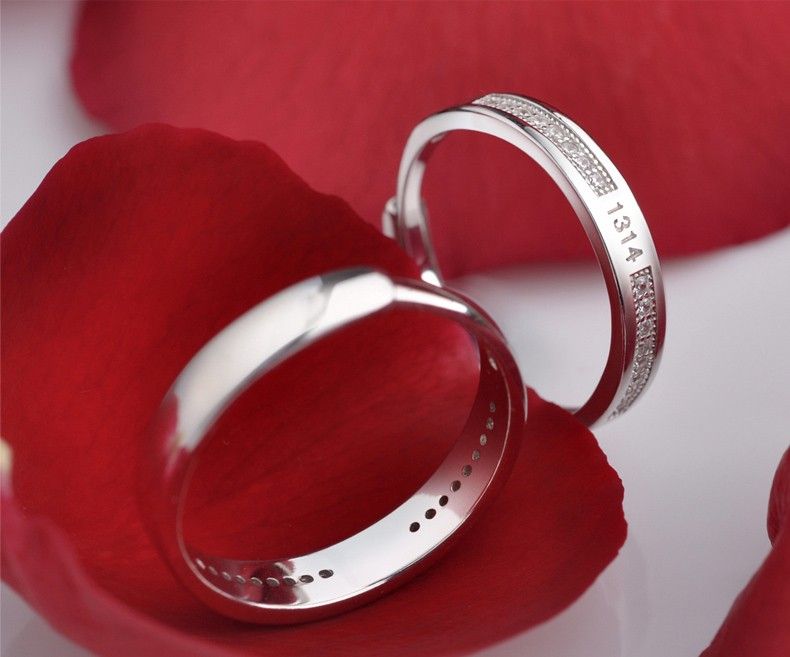 Vows Of Love 1314520 S925 Anneaux De Couple Réglables Pour Amoureux En Argent Sterling