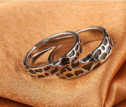 Wild Leopard Print 18k Plaqué Or Noir 925 Anneaux Couple Amoureux En Argent Sterling