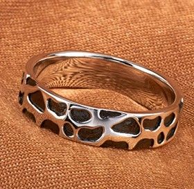 Wild Leopard Print 18k Plaqué Or Noir 925 Anneaux Couple Amoureux En Argent Sterling