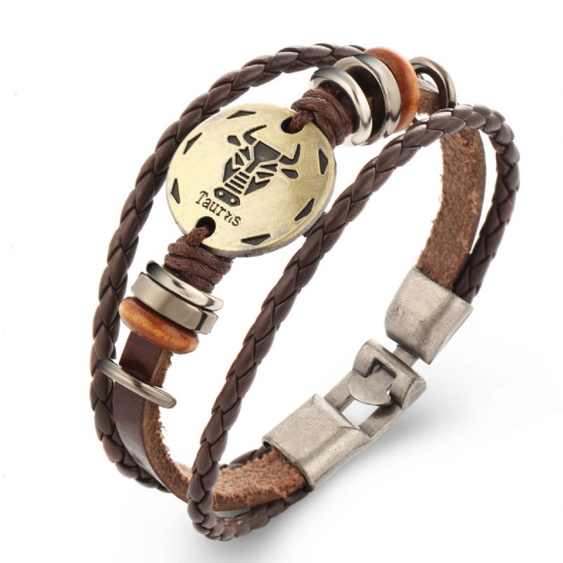 12 Bracelets En Cuir Tissé Multicouche Constellations