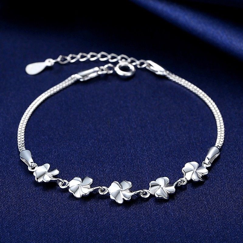 Accessoires Exquis Bracelet Trèfle À Quatre Feuilles En Argent Sterling 925 Pour Femme