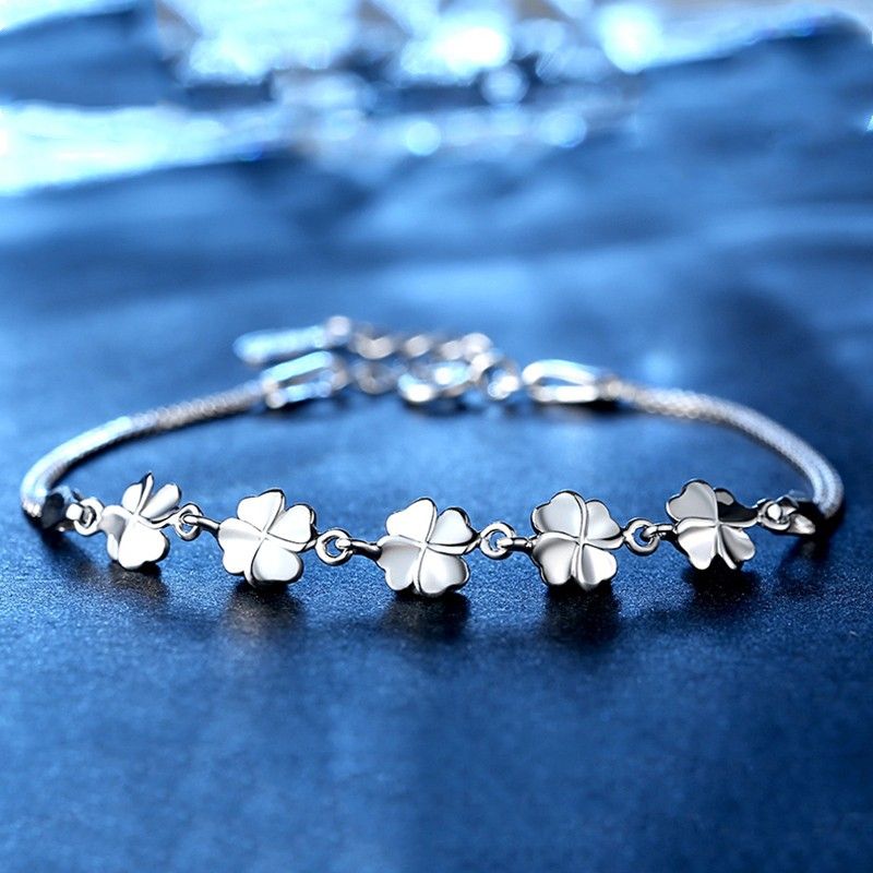 Accessoires Exquis Bracelet Trèfle À Quatre Feuilles En Argent Sterling 925 Pour Femme