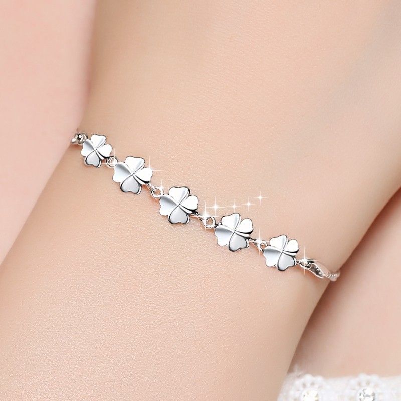 Accessoires Exquis Bracelet Trèfle À Quatre Feuilles En Argent Sterling 925 Pour Femme