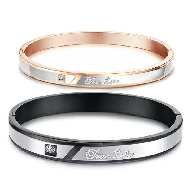 Bracelet D'amant En Acier Au Titane True Love Bracelets À Graver Pour Couples (prix Pour Une Paire)