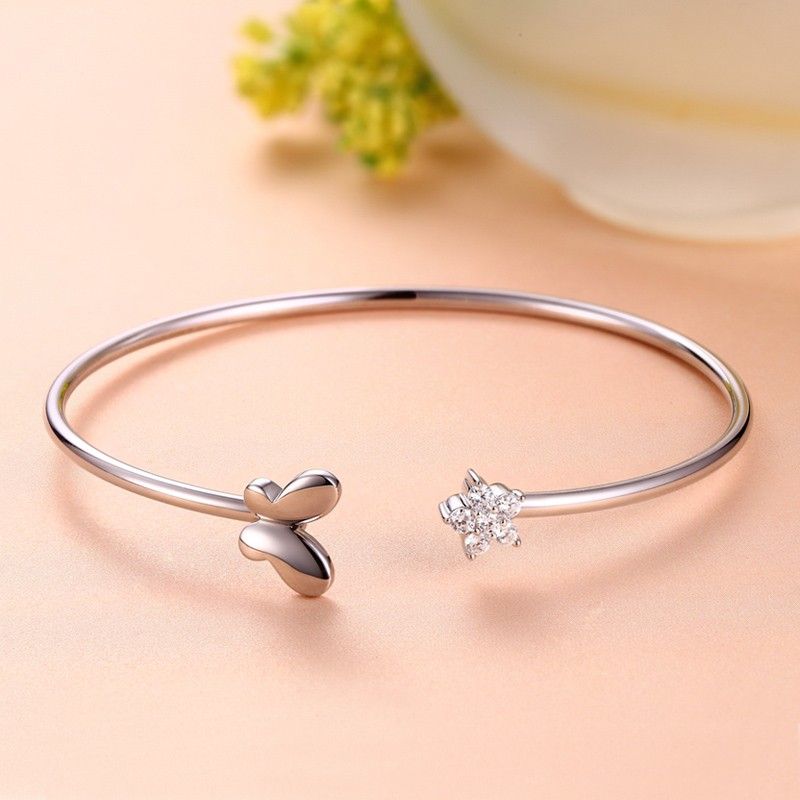 Bracelet En Argent 925 En Forme D'étoile De Tempérament Doux À La Mode