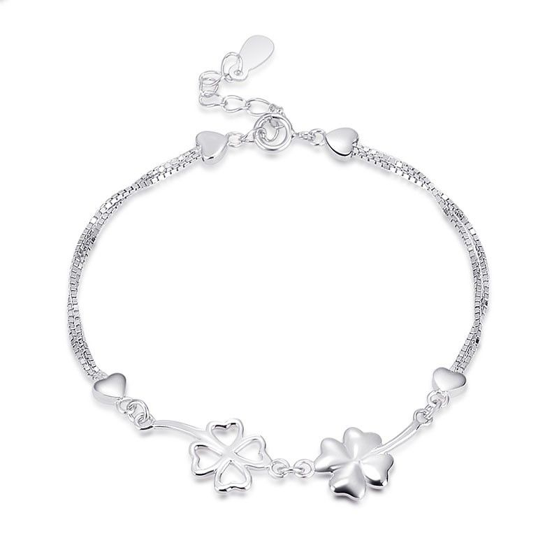 Bracelet En Argent Sterling 925 Avec Trèfle À La Mode Coréenne