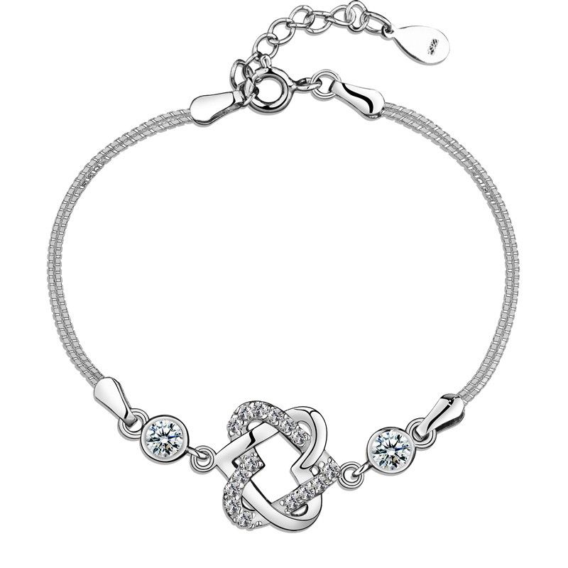 Bracelet En Argent Sterling 925 En Forme De Coeur À Coeur De Tempérament Simple